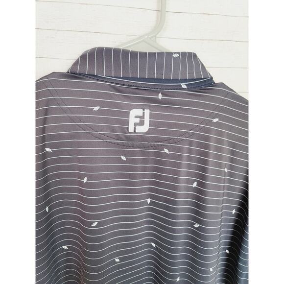FOOTJOY GRAY STRIPE W LEAF DETAIL GOLF POLO, SZ XL - Picture 10 of 13